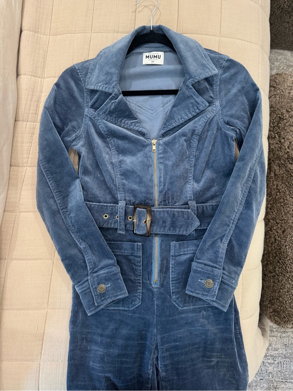 Show Me Your Mumu Navy Corduroy Belted Jumpsuit - Picture 6 of 7